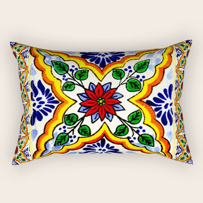 talavera mexican tile Rectangular Pillow Gallery Image 1
