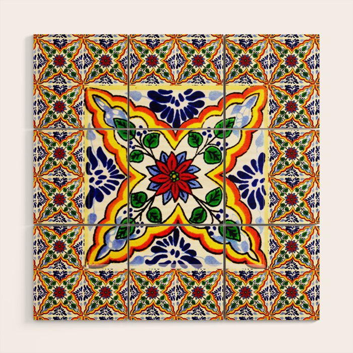 talavera mexican tile Wood Wall Art Gallery Image 1