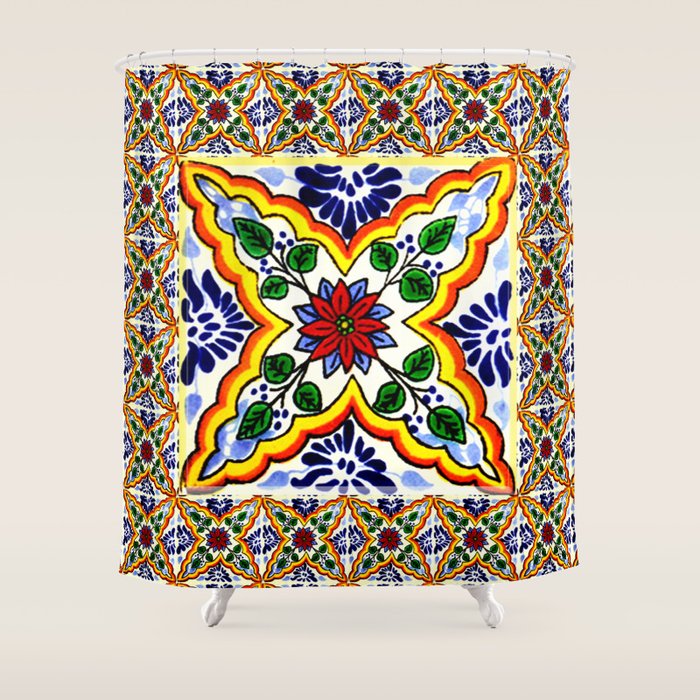 talavera mexican tile Shower Curtain Gallery Image 1