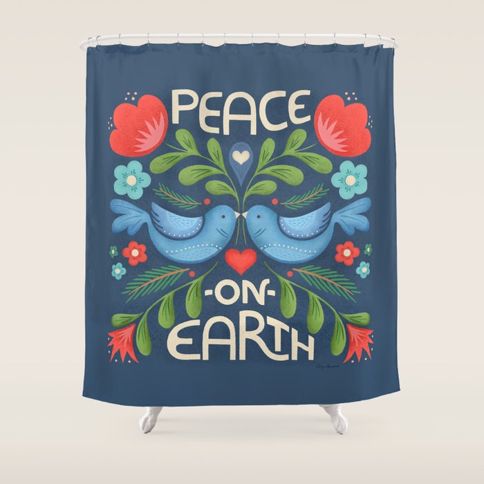 Peace On Earth Doves - Blue Shower Curtain Gallery Image 1