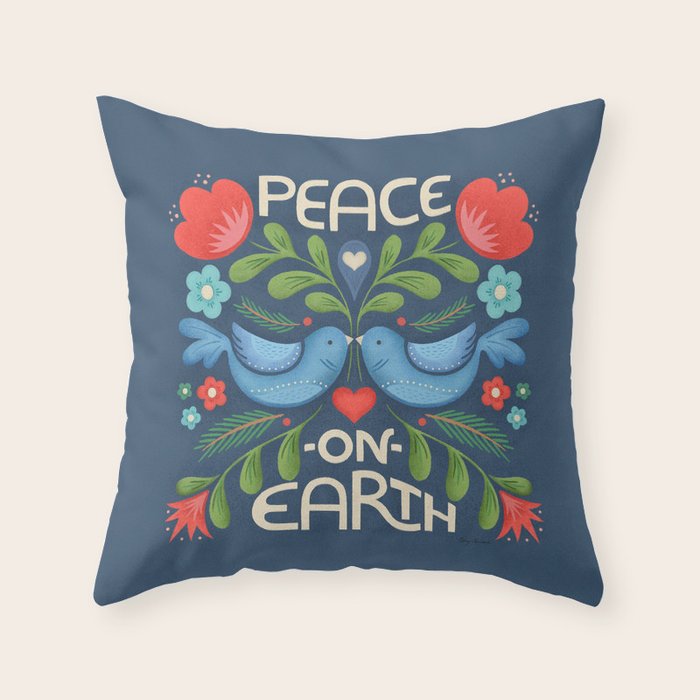 Peace On Earth Doves - Blue Throw Pillow Gallery Image 6