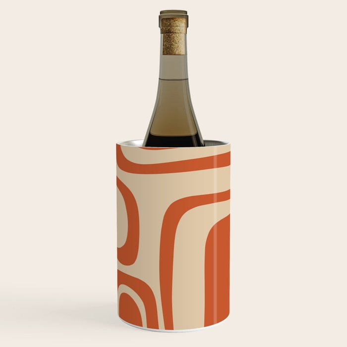 Palm Springs - Mid Century Modern Abstract Pattern in Mid Mod Orange and Beige Wine Chiller Gallery Image 3