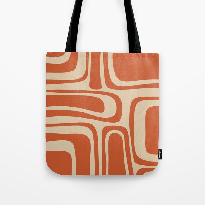 Palm Springs - Mid Century Modern Abstract Pattern in Mid Mod Orange and Beige Tote Bag Gallery Image 1