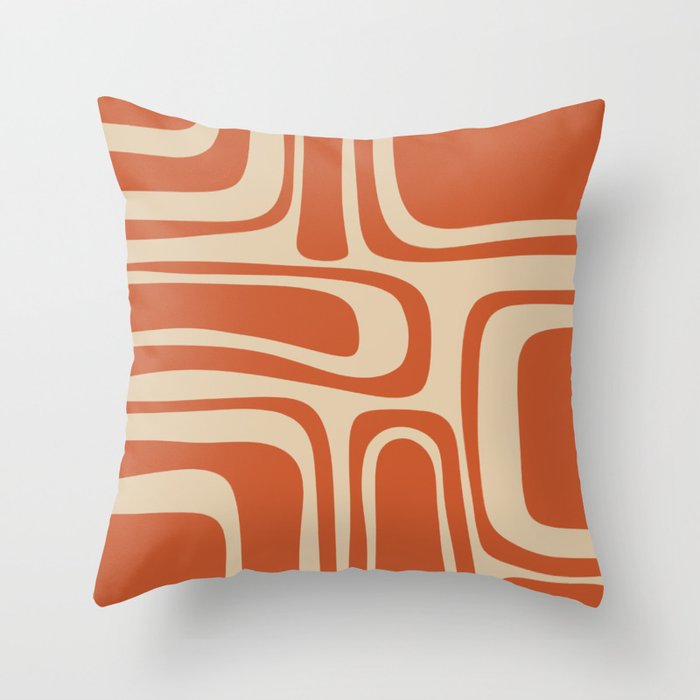 Palm Springs - Mid Century Modern Abstract Pattern in Mid Mod Orange and Beige Throw Pillow Gallery Image 6