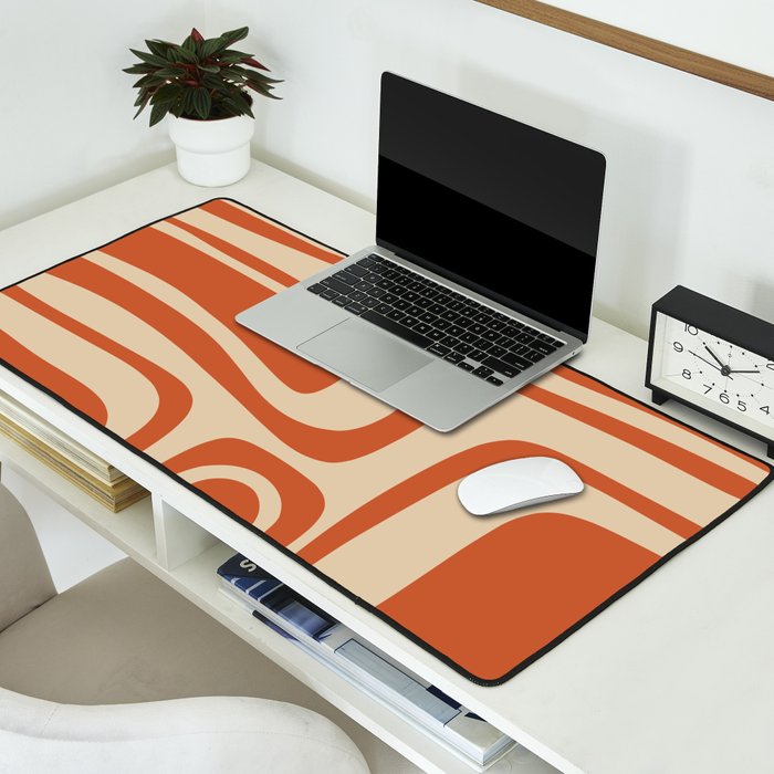 Palm Springs - Mid Century Modern Abstract Pattern in Mid Mod Orange and Beige Desk Mat Gallery Image 2