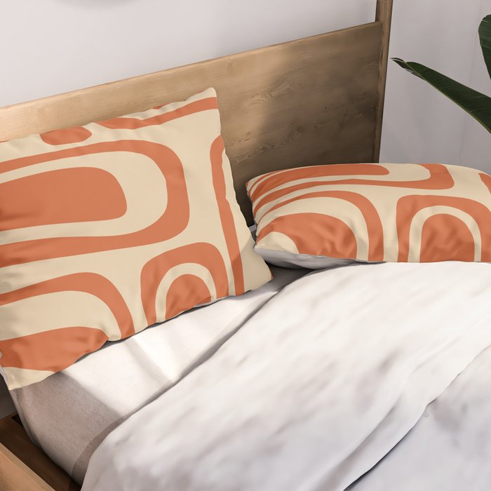 Palm Springs - Mid Century Modern Abstract Pattern in Mid Mod Orange and Beige Pillow Sham Gallery Image 2