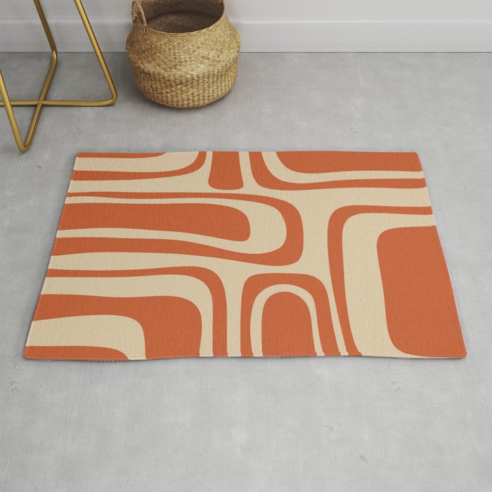 Palm Springs - Mid Century Modern Abstract Pattern in Mid Mod Orange and Beige Rug Gallery Image 1