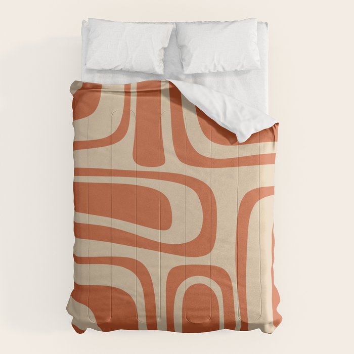 Palm Springs - Mid Century Modern Abstract Pattern in Mid Mod Orange and Beige Comforter Gallery Image 6