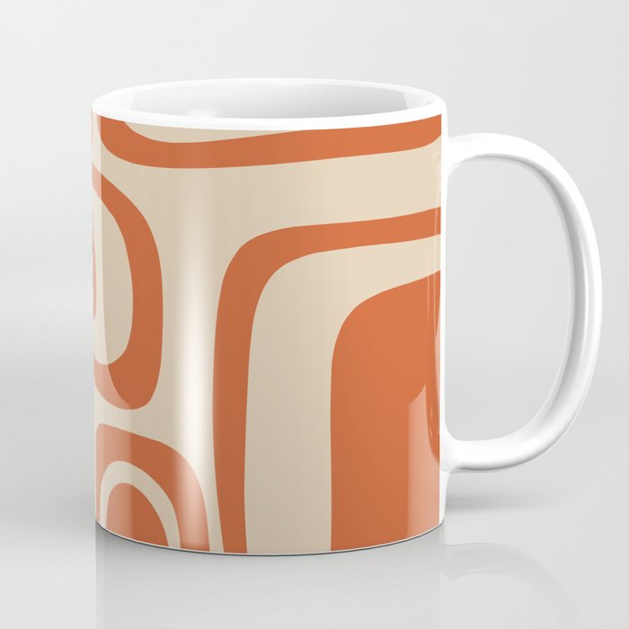 Palm Springs - Mid Century Modern Abstract Pattern in Mid Mod Orange and Beige Coffee Mug Gallery Image 1