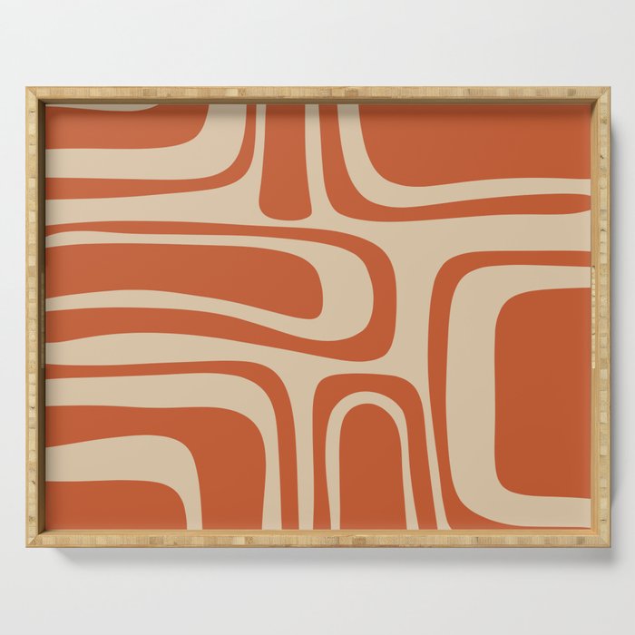 Palm Springs - Mid Century Modern Abstract Pattern in Mid Mod Orange and Beige Serving Tray Gallery Image 1