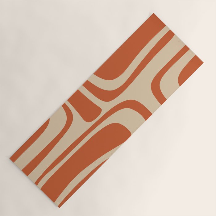Palm Springs - Mid Century Modern Abstract Pattern in Mid Mod Orange and Beige Yoga Mat Gallery Image 1