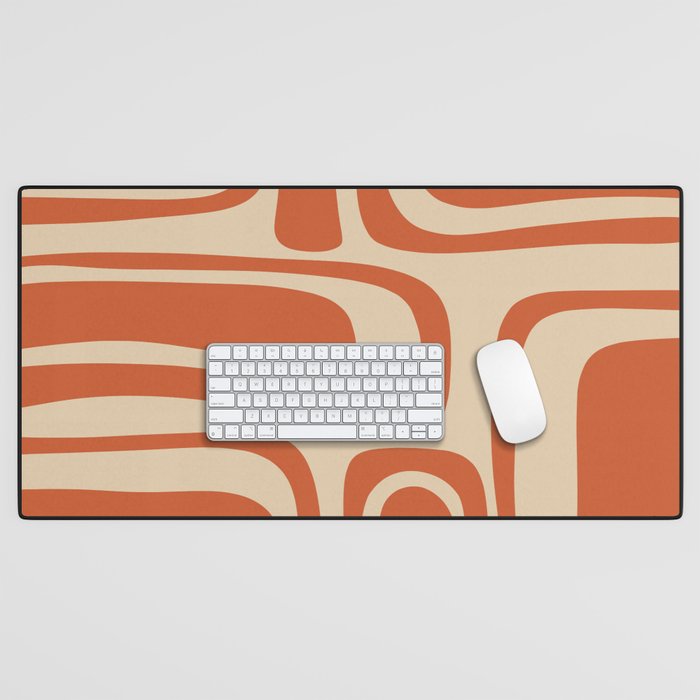 Palm Springs - Mid Century Modern Abstract Pattern in Mid Mod Orange and Beige Desk Mat Gallery Image 1