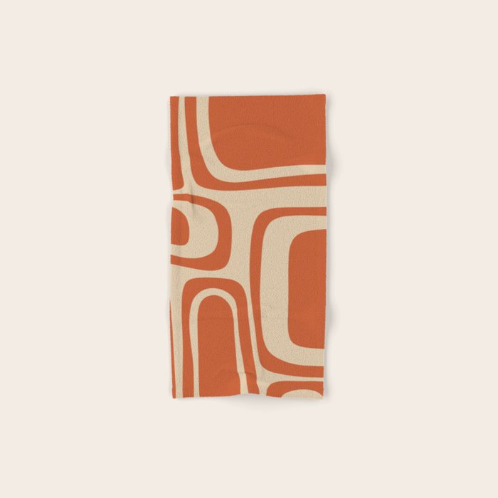 Palm Springs - Mid Century Modern Abstract Pattern in Mid Mod Orange and Beige Bath Towel Gallery Image 1