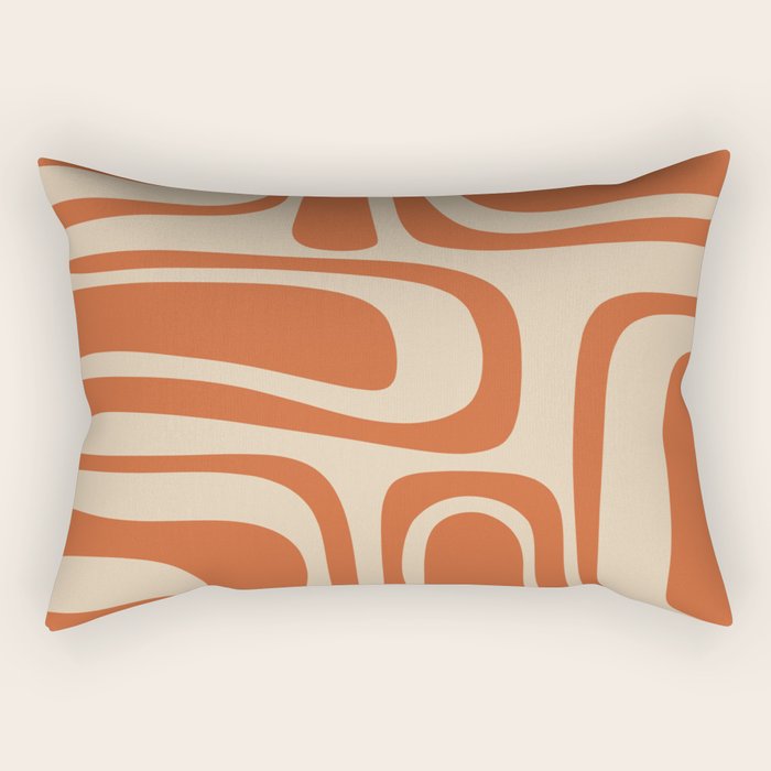 Palm Springs - Mid Century Modern Abstract Pattern in Mid Mod Orange and Beige Rectangular Pillow Gallery Image 2
