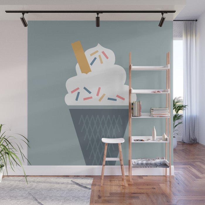 Ice Cream (Blue) Wall Mural Gallery Image 1