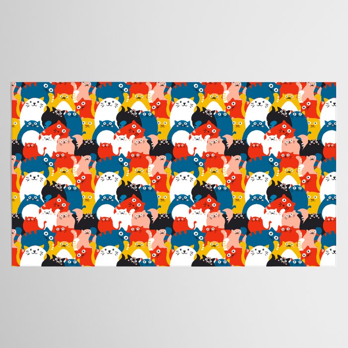 Silly Cats Crowd Pattern Tablecloth Gallery Image 2