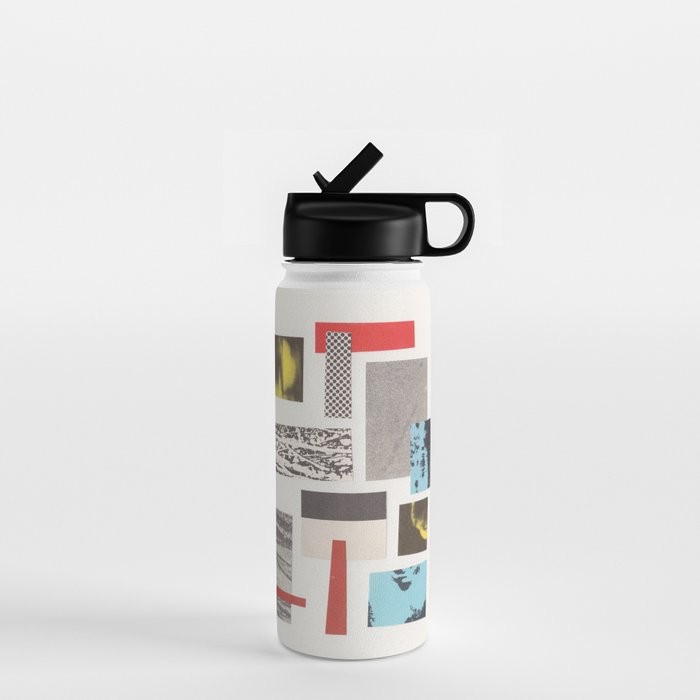 Abstract Geometric Paper Collage Water Bottle Gallery Image 1