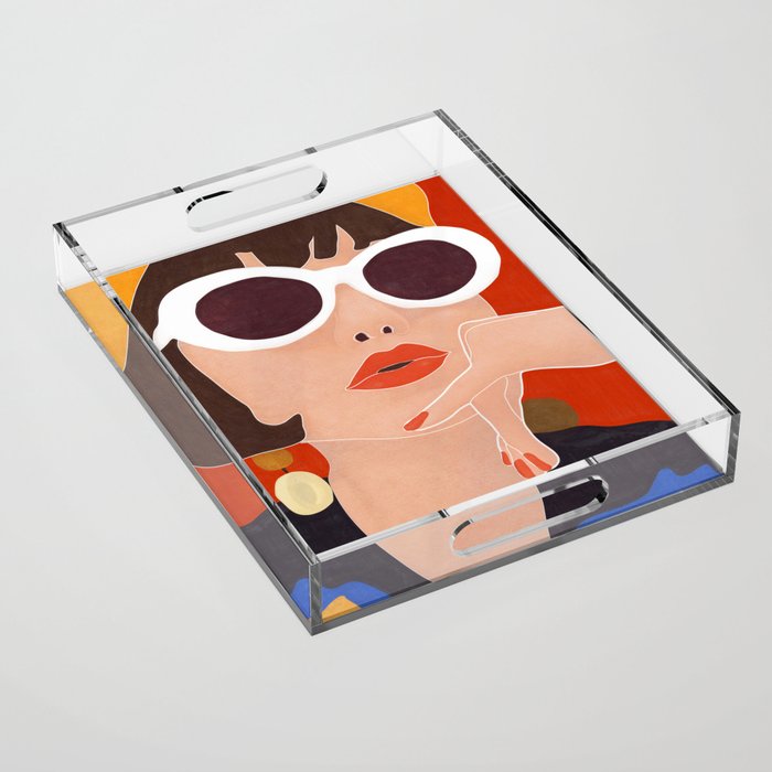 Colorful Woman Portrait Acrylic Tray Gallery Image 1