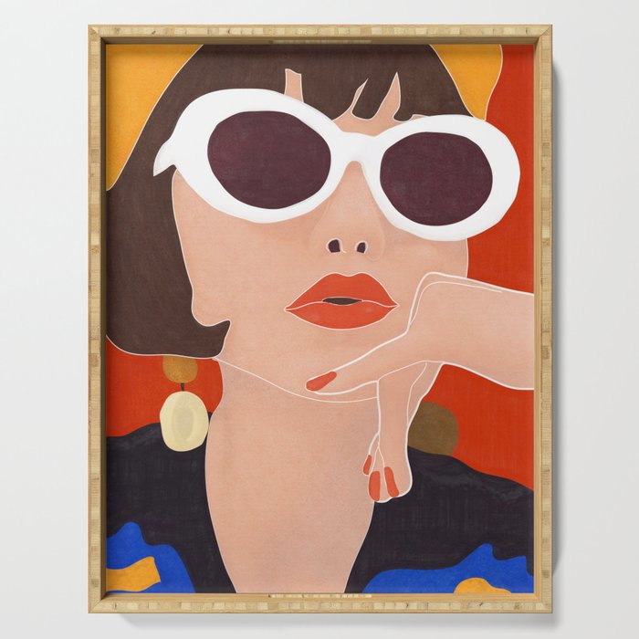 Colorful Woman Portrait Serving Tray Gallery Image 1