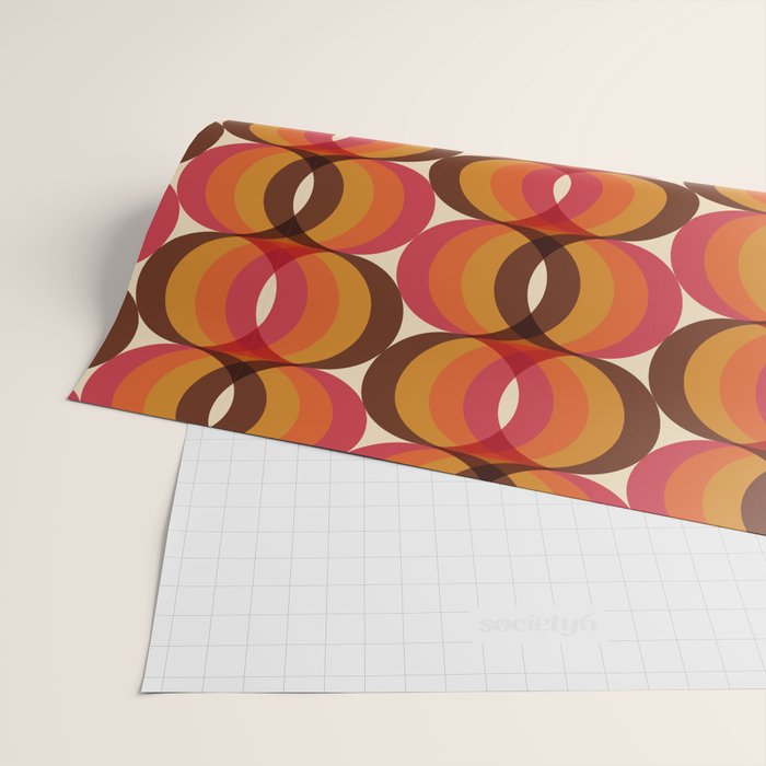 Magenta, Orange, Brown, and Ivory Retro 1960s Wavy Pattern Wrapping Paper Gallery Image 2