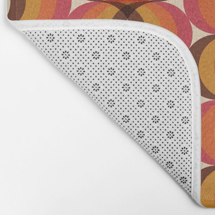 Magenta, Orange, Brown, and Ivory Retro 1960s Wavy Pattern Bath Mat Gallery Image 2
