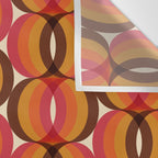 Magenta, Orange, Brown, and Ivory Retro 1960s Wavy Pattern Wall Tapestry Gallery Image 3