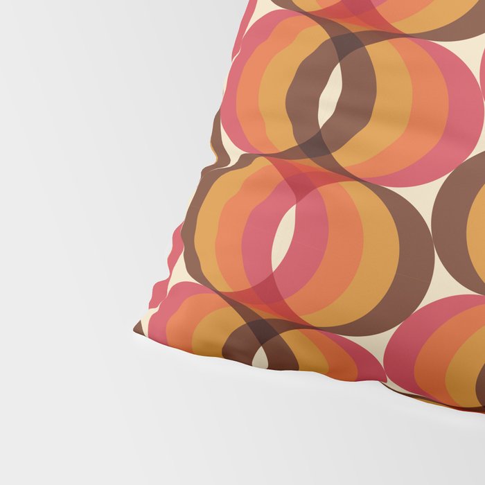 Magenta, Orange, Brown, and Ivory Retro 1960s Wavy Pattern Pillow Sham Gallery Image 4