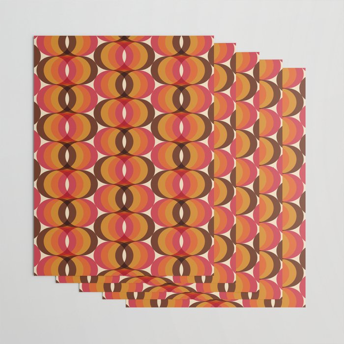 Magenta, Orange, Brown, and Ivory Retro 1960s Wavy Pattern Wrapping Paper Gallery Image 3