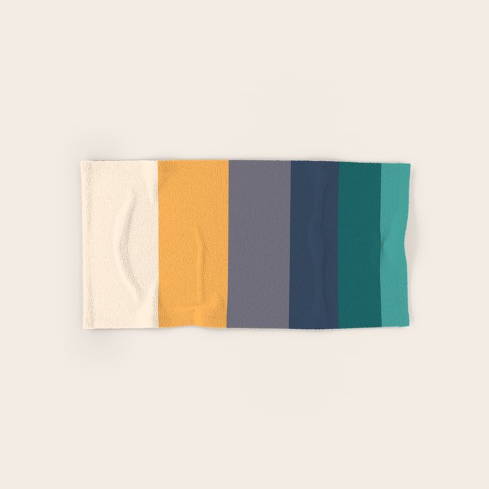 Mid Century Modern Minimalist Color Block Pattern Yellow Grey Green Bath Towel Gallery Image 1