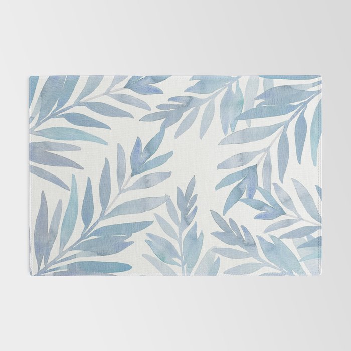 Muted Blue Palm Leaves Rug Gallery Image 2