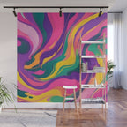 Magnifique, Abstract Fluid Art Resin, Marble Maximalism Painting, Eclectic Bohemian Colorful Bright, Modern Contemporary Boho Happiness Waves Wall Mural Gallery Image 1