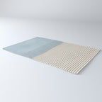 Light Blue Thin Black Lines Minimalism Modern Artwork Rug Gallery Image 3
