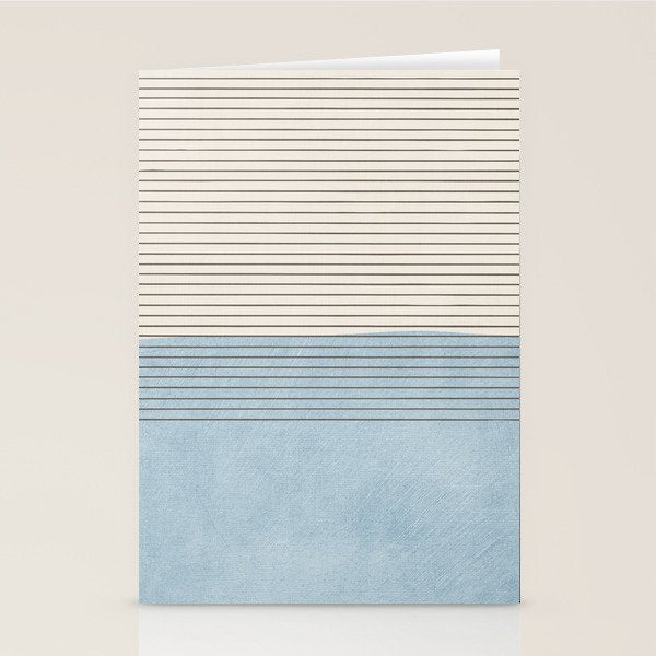 Light Blue Thin Black Lines Minimalism Modern Artwork Stationery Card Gallery Image 1