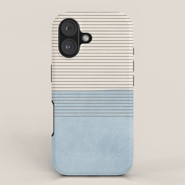 Light Blue Thin Black Lines Minimalism Modern Artwork iPhone Case Gallery Image 1