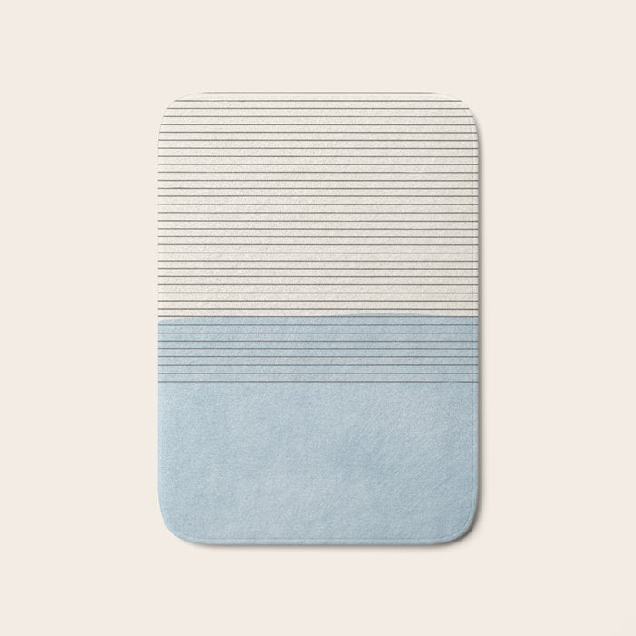 Light Blue Thin Black Lines Minimalism Modern Artwork Bath Mat Gallery Image 1