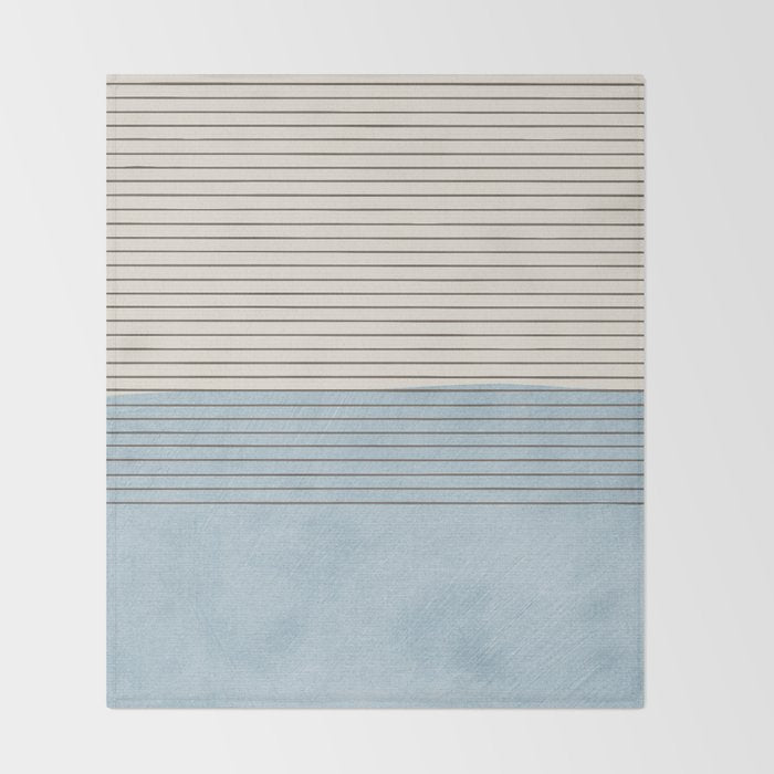 Light Blue Thin Black Lines Minimalism Modern Artwork Throw Blanket Gallery Image 2