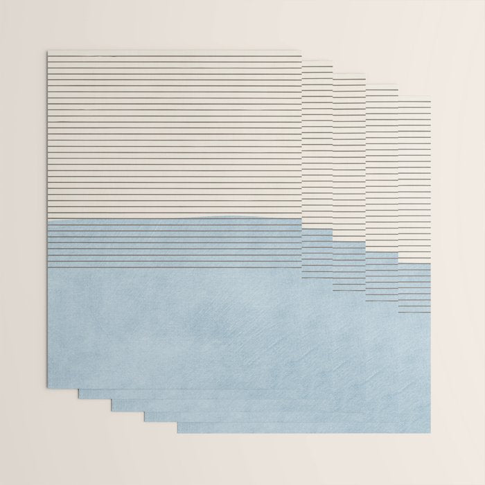 Light Blue Thin Black Lines Minimalism Modern Artwork Wrapping Paper Gallery Image 3
