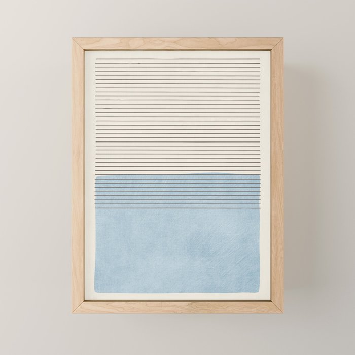 Light Blue Thin Black Lines Minimalism Modern Artwork Mini Art Print Gallery Image 1