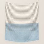 Light Blue Thin Black Lines Minimalism Modern Artwork Wall Tapestry Gallery Image 4