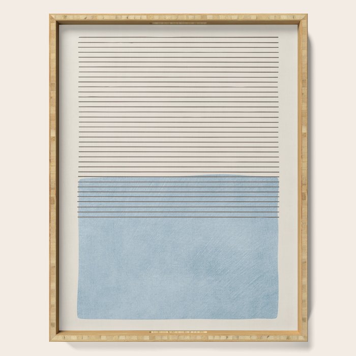 Light Blue Thin Black Lines Minimalism Modern Artwork Serving Tray Gallery Image 1