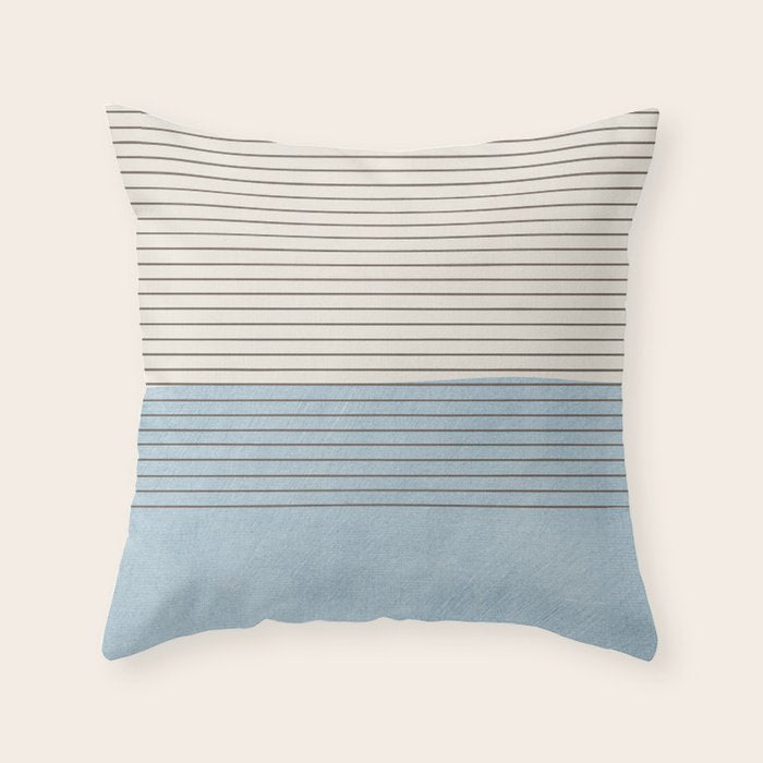 Light Blue Thin Black Lines Minimalism Modern Artwork Throw Pillow Gallery Image 6