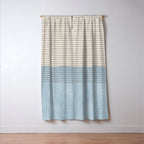 Light Blue Thin Black Lines Minimalism Modern Artwork Window Curtain Gallery Image 3