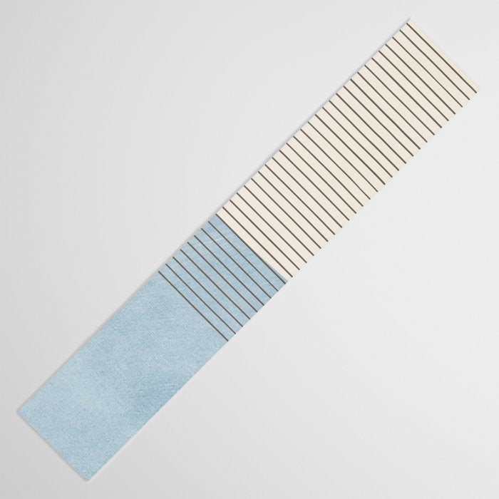 Light Blue Thin Black Lines Minimalism Modern Artwork Table Runner Gallery Image 3