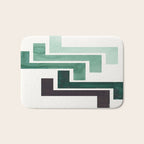 Deep Green Pattern Mid-century Modern Simple Geometric Pattern Watercolor Minimalist Art Squares Bath Mat Gallery Image 1