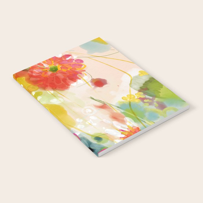 abstract floral art in yellow green and rose magenta colors Notebook Gallery Image 1