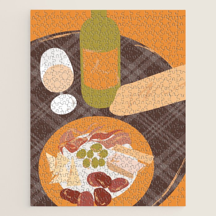 Charcuterie, Wine and Baguette Jigsaw Puzzle Gallery Image 1