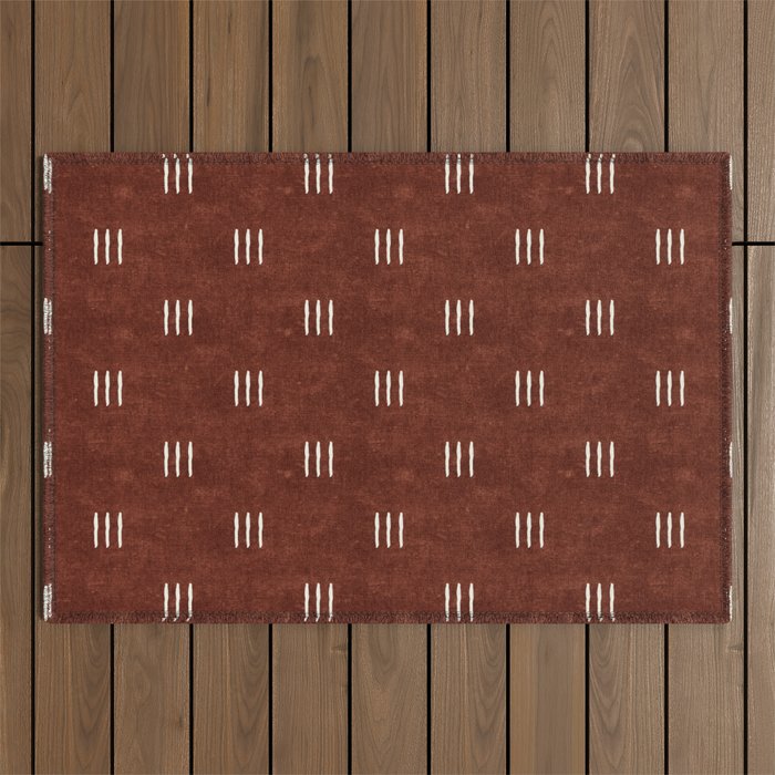 triple dash - rust Outdoor Rug Gallery Image 1