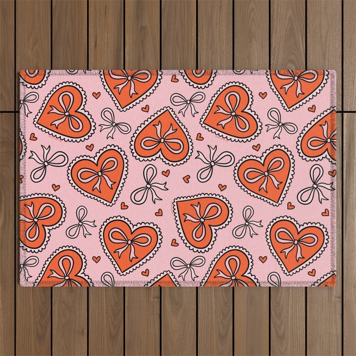 Heart Bow Print Outdoor Rug Gallery Image 1