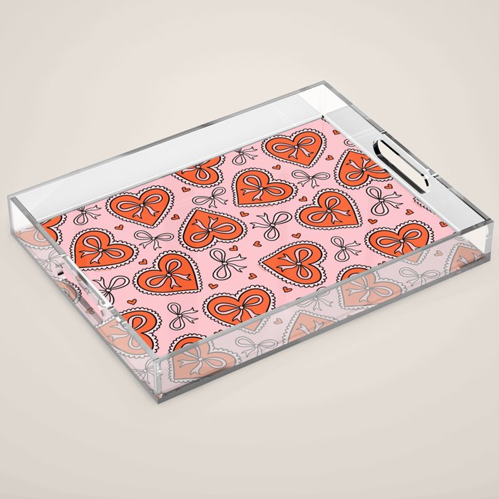 Heart Bow Print Acrylic Tray Gallery Image 1