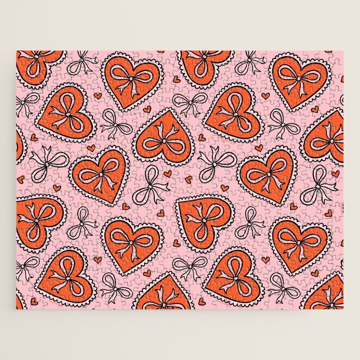 Heart Bow Print Jigsaw Puzzle Gallery Image 1